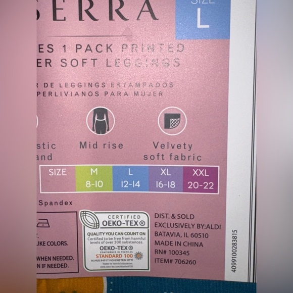 SERRA LADIES BLUE SUPER SOFT LEGGINGS EASTER EGGS SIZE Lg - NWT OEKO-TEX - Picture 3 of 3